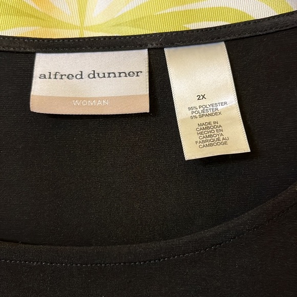 2x black white Alfred Dunner top 3/4 sleeves to gather or not - Picture 2 of 4